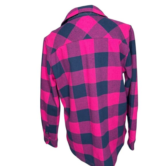 ORVIS  TETON womens fleece lined button down plaid pink blue L SHIRT JACKET - Picture 5 of 6